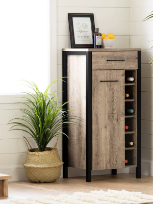 Munich Bar Cabinet With Storage Weathered Oak And Matte Black - South Shore