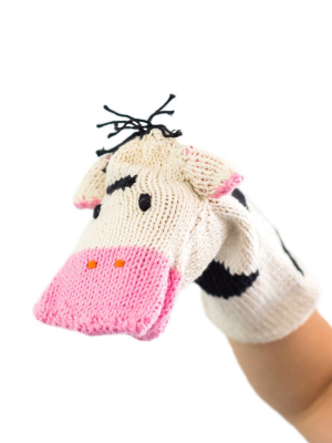 Knitted Hand Puppet - Cow