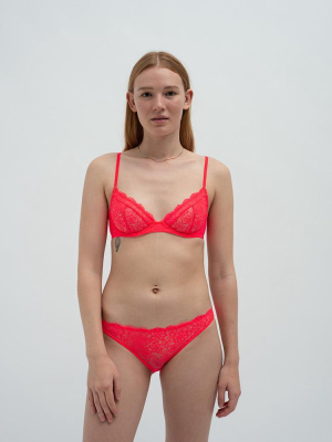 Daisy Lace Briefs Neon Rouge