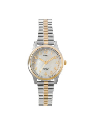 Women's Timex Expansion Band Watch - Two Tone/mother Of Pearl T2m828jt