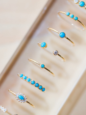 14k 7 Turquoise Stones Ring