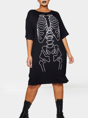 Plus Black Skeleton T Shirt Dress