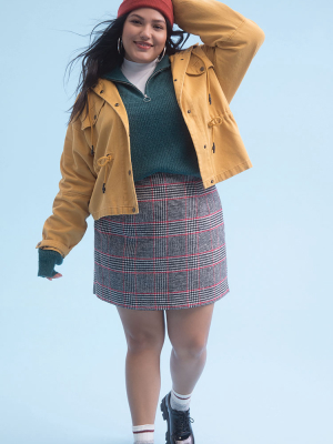 Plus Size Plaid Mini Skirt