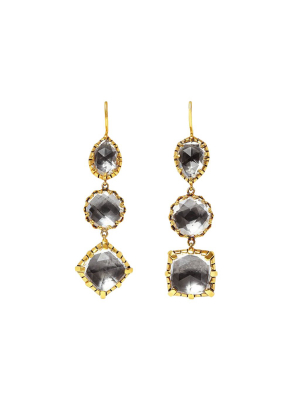 Sadie Three-drop Earrings - Grey