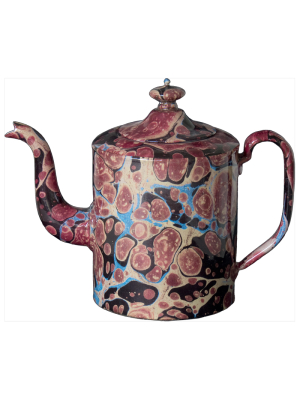 Black Blue & Red Marble Teapot- Large