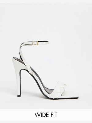 Raid Wide Fit Judy Plaited Heeled Sandals In White