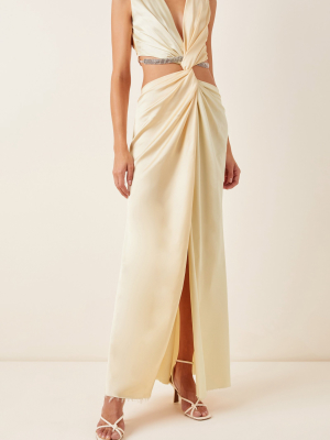 Cutout Twisted Satin Maxi Dress