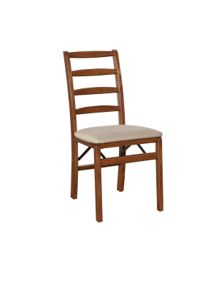 2 Piece Folding Chair With Blush Seat Cherry - Stakmore