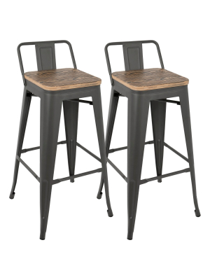 Set Of 2 30" Oregon Industrial Low Back Barstools - Lumisource