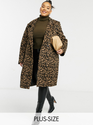 Wednesday's Girl Curve Tailored Coat In Leopard Print