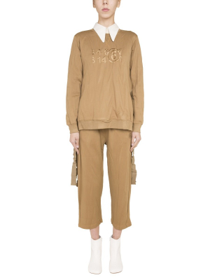 Mm6 Maison Margiela Logo Embroidered Oversize Sweatshirt