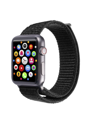 Insten Soft Woven Nylon Band For Apple Watch 38mm 40mm All Series Se 6 5 4 3 2 1, For Women Men Girls Boys Replacement Strap, Black