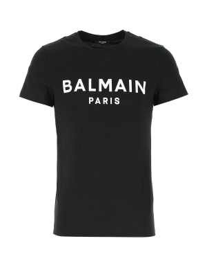 Balmain Flocked Logo Crewneck T-shirt