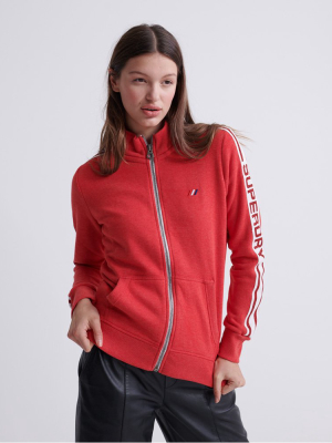 Modern Coral Label Funnel Track Top