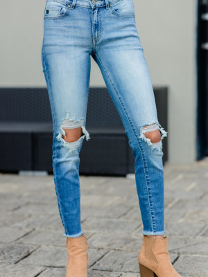 Kancan: Out For The Day Mid Rise Distressed Jeans