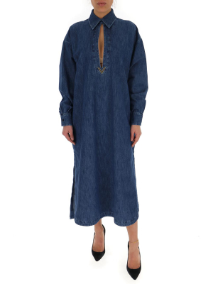 Valentino Vgold Denim Chambray Long Kaftan