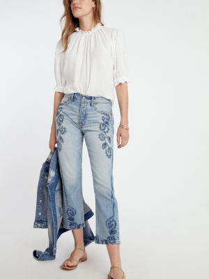 Pilcro Embroidered Ultra High-rise Slim Straight Jeans