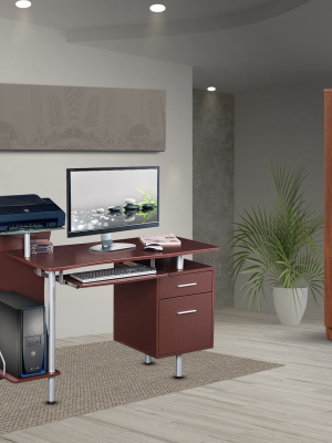 Stylish Computer Desk With Storage Brown - Techni Mobili