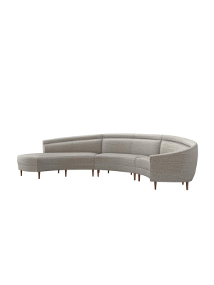 Interlude Home Capri Left Chaise 3 Piece Sectional - Feather Gray