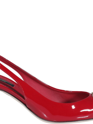 Dolce & Gabbana Logo Plaque Slingback Pumps