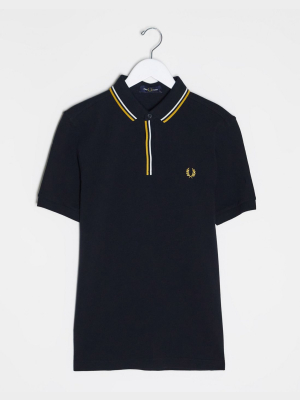 Fred Perry Twin Tipped Placket Polo In Black