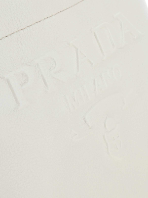 Prada Logo Embossed Tote Bag