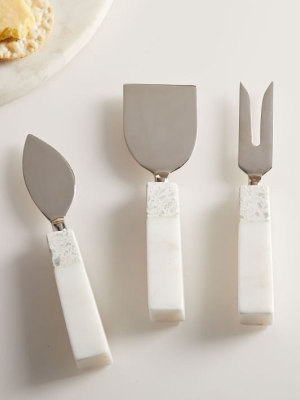 Edge Marble & Terazzo Cheese Knives (set Of 3)