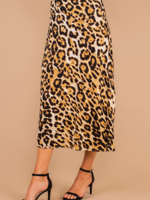 Best In Bold Brown Leopard Midi Skirt