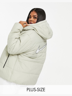 Nike Plus Synthetic Fill Padded Jacket In Beige