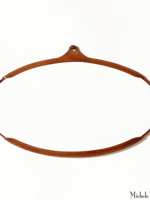 Leather Wide Oval Mirror