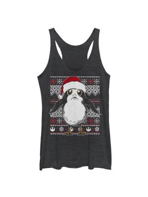 Women's Star Wars The Last Jedi Ugly Christmas Porg Racerback Tank Top