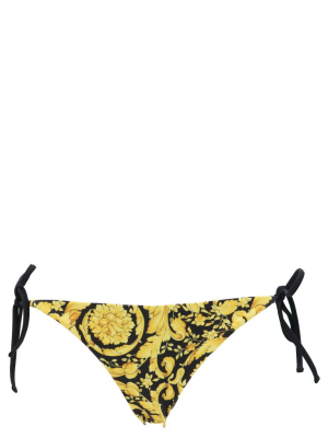 Versace Barocco Print Tie Detail Bikini Bottoms