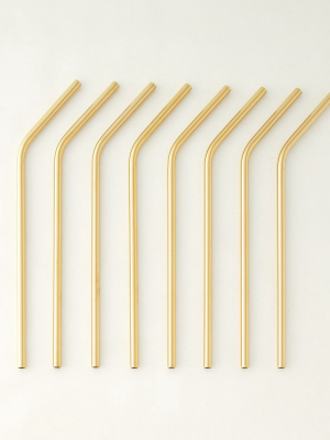 Gold Stainless Steel Straw Set Of 8