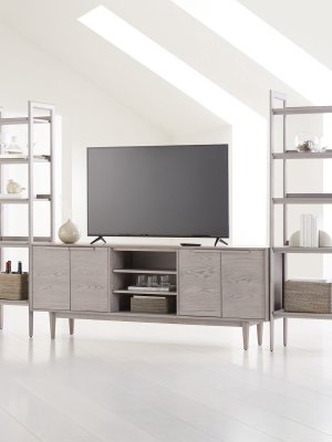 Tate Stone 80" Media Console With 2 Bookcases