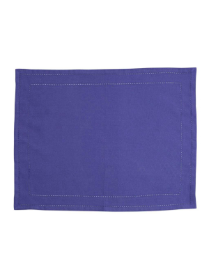 Vietri Cotone Linens Placemats With Double Stitching - Cobalt - Set Of 4