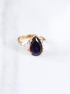 Vintage Sapphire Cubic Zirconia Pear Shape Statement Ring