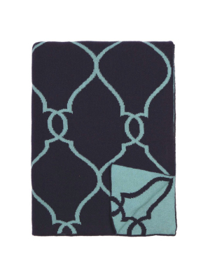 The Blue Lattice Reversible Patterned Throw