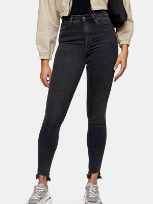 Tall Washed Black Jaggered Hem Jamie Skinny Jeans