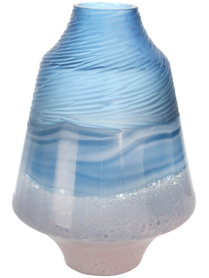 Glass Vase, 14", Blue/pink