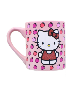 Silver Buffalo Hello Kitty Glitter Strawberry 14oz Ceramic Mug