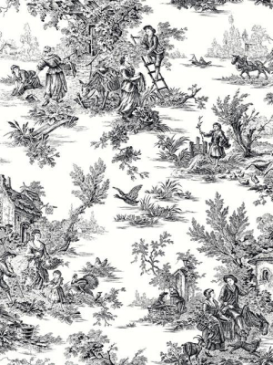 Campagne Toile Wallpaper In Black And White By Ashford House For York Wallcoverings