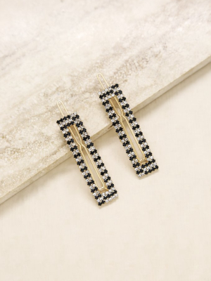 Black & Clear Crystal Rectangle Hair Barrettes