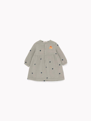 Tiny Cottons Dots "luckyphant" Dress - Grey/true Navy