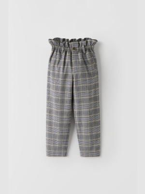 Elasticized Plaid Pants