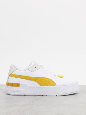 Puma Cali Sport Sneakers In White And Yellow