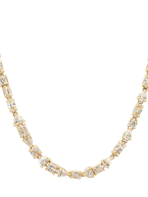 Mixed Diamond Tennis Necklace - Yellow Gold