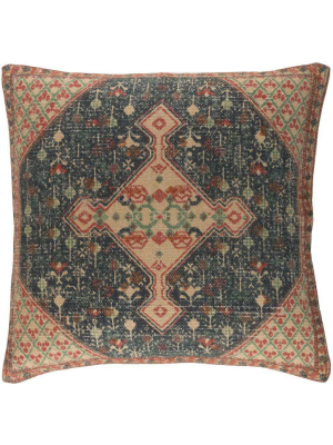 Shadi Khaki/dark Blue/bright Orange Pillow