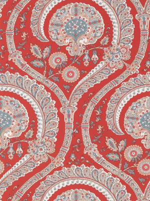 Les Indiennes Wallpaper In Red Color By Nina Campbell