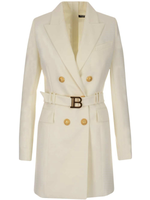 Balmain Logo Plaque Blazer Mini Dress