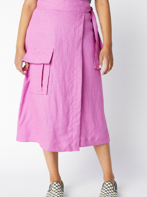 Linen Wrap Cargo Skirt